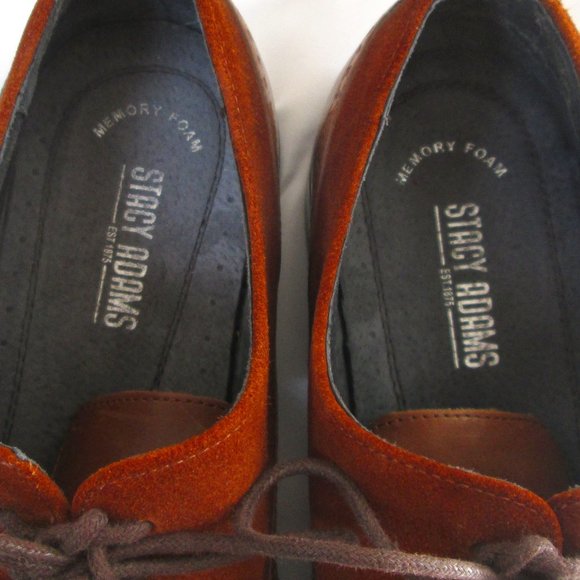 Stacy Adams Mens Brown Leather w\ Suede Upper Wingtip Oxfords Shoes Size… - Picture 8 of 8